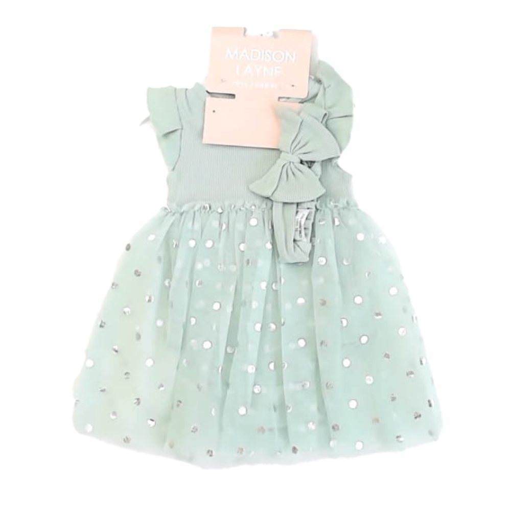 Madison Layne Girls Green | Silver Special Occasion Dress size: 12 Months